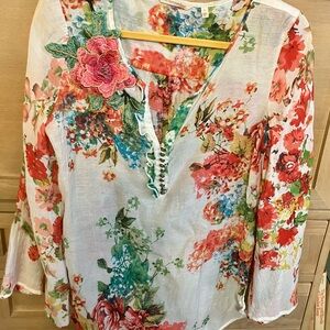 Soft Surroundings Multicolor Floral Blouse